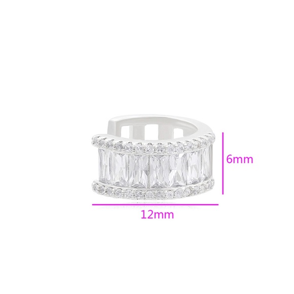 Ear Cuff Platinum Plated CZ Baguette Stone - Picture 2 of 10